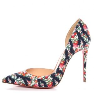 Christian Louboutin Aritza 100 Denim Floral heels